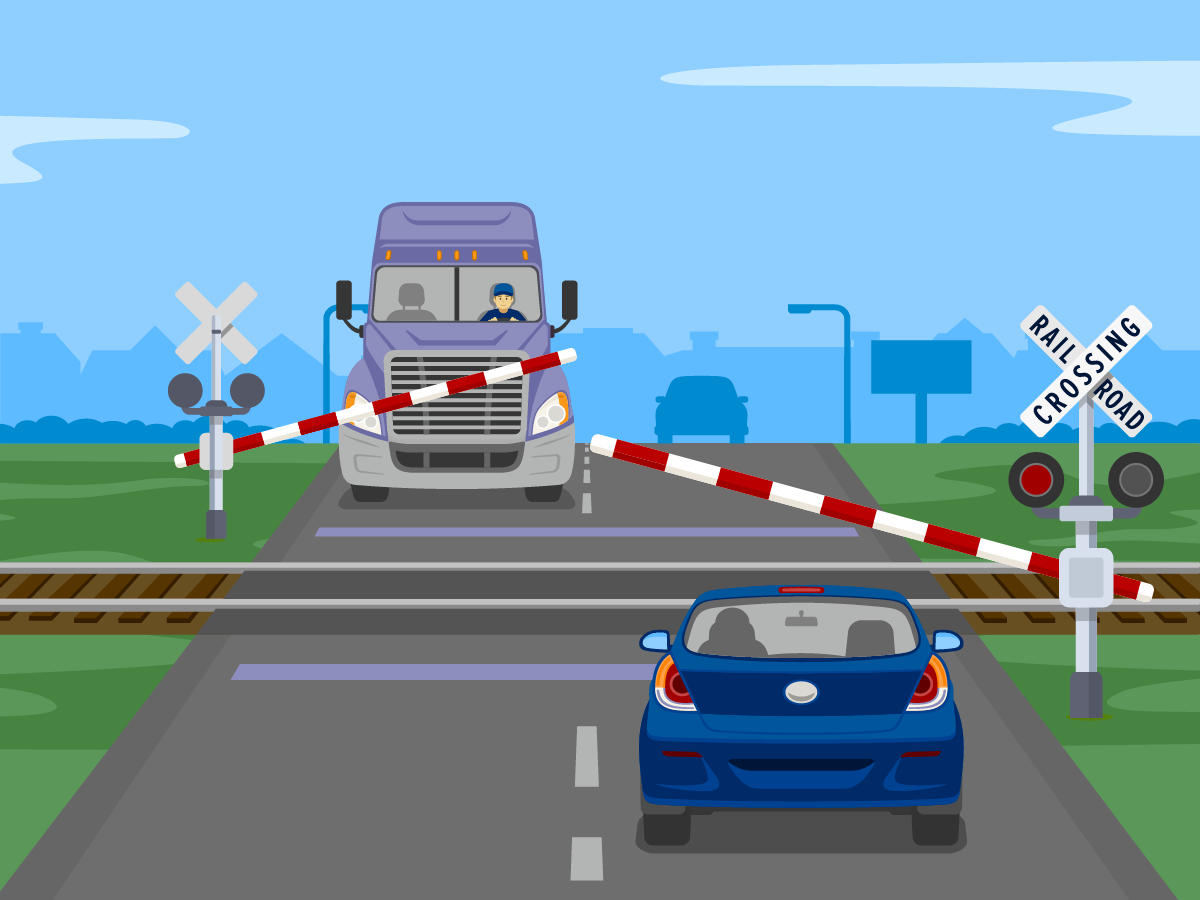 rail crossing with gate and lights